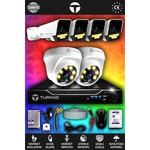 Turkno 6 Kameralı Supia 2 İç Kamera Set 250 GB 5 MP 2K Net Renkli Gece Görüşlü Güvenlik Kamerası Sistemi