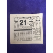 21 Ekim 2001 Takvim Yaprağı - Nostalji Koleksiyonluk Takvim Yaprağı B