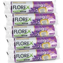 Şeylişeyler - Florex Büyük Boy Çöp Torbası Lavanta Kokulu Büzgülü 65x70 10lu 10 Paket