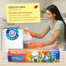 Macro Max Büzgülü Çöp Torbası Büyük Boy 65x70cm Hanımeli Kokulu 10 Adet Süper Ekonomik Paket