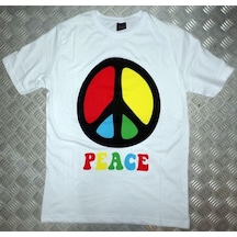 Stoned&Fame Peace Baskılı T-shirt Beyaz