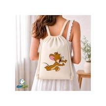 Ghostbastır Design Tom Ve Jerry Büzgülü Keten Çanta C344 Bej