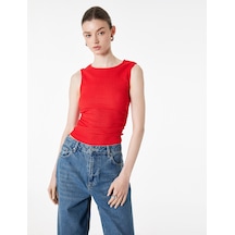 Koton Bürümcük Kumaş Dokulu Slim Fit Kolsuz Bisiklet Yaka Atlet Kırmızı 6sak70027uk
