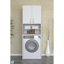 Buzkan % 100 Mdf Çamaşır Makinesi Dolabı Banyo Dolabı Beyaz