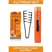Fontenay Saç Şekillendirici Pudra Toz Wax Ultra Strong + Mucizevi Şekil Tarağı + Saç Sprey 3'lü Set