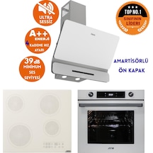 Afm Tech Ve Ferre Sessiz Rive Elektrikli Vitro Beyaz Dijital D081-SA + V6-05 + FM7701 Ankastre Set