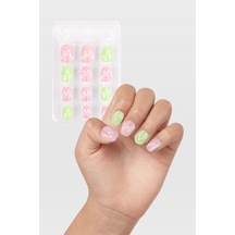 Mint Zigzag Desenli Kız Çocuk Takma Tırnak