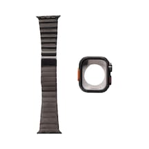 Watch 44mm Uyumlu Ardx Krd-126 Sert Kasa Koruyuculu Metal Kordon-siyah