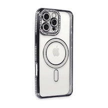 Apple Apple iPhone Uyumlu  16 Pro Max Kılıf Joke Simli Magneticsafe Kılıf - Gri