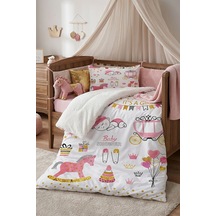 Yenidoğan Bebek %100 Pamuklu Nevresim Takımı Happy Baby Shower Pembe