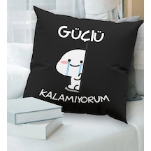 Bk Gift Esprili Premium Kumaş Siyah Kırlent Yastık, Ev Hediyesi, Ev Dekorasyonu, Dekoratif Hediye-2 Diğer