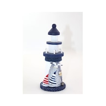 4 Adet Ahşap Marin Deniz Feneri Dekoratif Denizci Tasarımı, Lighthouse Ve Nautical Dekor, Masaüstü Süs