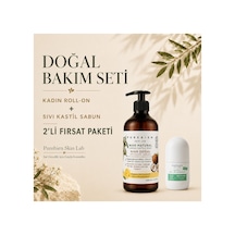 2 Li Set %100 Doğal Kastil Sıvı Sabun - Bergamot & Limon Kokulu Doğal Kadın Roll On Deodorant Koltuk Altı Kararmalarına Karşı Bakım, Ter Kokusu Önleyici, Alkolsüz, Vegan, Leke Bırakmaz 50 Ml