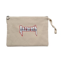 Nazareth Logo Red Krem Clutch Astarlı Cüzdan / El Çantası Krem