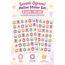 Sevimli Öğrenci Motivasyon Sticker Seti 84 Adet 2 Sayfa Tebrikler, Başardın, Devam Et Ve Ödül Etiketleri Çok Renkli