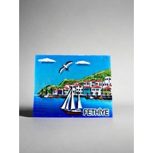 Fethiye Polyester Kabartmalı Magnet 7 Cm X 5 Cm Dekoratif Hediyelik Buzdolabı Süsü Kod:1824