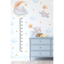 Sevimli Filler Yıldızlar Ve Bulutlar Temalı Temalı Boy Ölçer Boy Cetveli Sticker Seti Çocuk Dijital Baskı