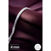 Modagümüşevi 925 Ayar Gümüş Su Yolu Kadın Bileklik Kare Kesim 4 Mm