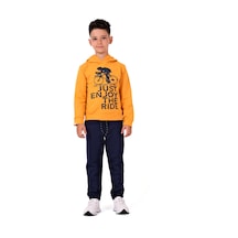 Mnk Baby & Kids Bisiklet Baskılı Kapşonlu Çocuk Eşofman Mnk0615 Sari