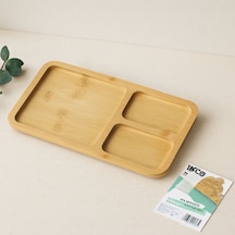 3 Bölmeli Dikdörtgen Bambu Servis Tepsisi 24.8x13.8x1.4 Cm Açık Mavi
