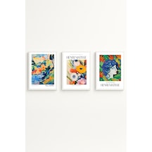 Beyaz Ahşap Çerçeveli Henri Matisse Tablo Seti Huhu536