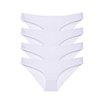 4 Adet Süper Eko Set Likralı Kadın Slip Külot Beyaz Altın - Lacivert