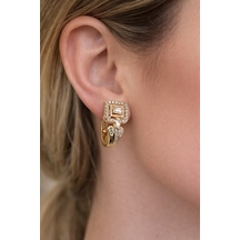 Xuping Rose Gold Baget Zirkon Taşlı Çelik Kadın Küpe Gold
