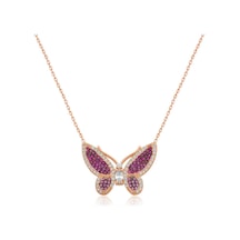 Casera's Gümüş Rose Pembe Kelebek Kadın Kolye Csr2180669 Gümüş