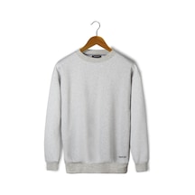Unisex Gri Etek Kısmı Baskılı Oversize Şardonlu Bisiklet Yaka Sweatshirt 22k-5200177-4 Gri