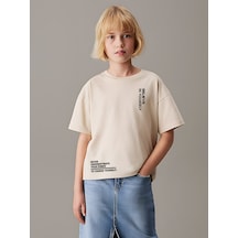 Uyguntarz Çocuk Believe Baskılı Pamuklu Tshirt Bej