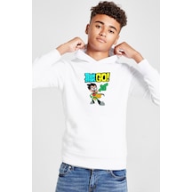 Tshirthane Teen Titans Go Robin Beyaz Çocuk 3ip Kapşonlu Sweatshirt 001 Beyaz