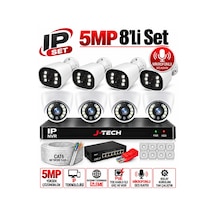 J-tech K1027 5mp Ip Sesli Renkli Gece Görüşlü 8 Li Akıllı Güvenlik Kamera Seti Yüz Ve Araç Tanıma