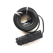 10 Metre 3'lü Grup Priz Kablo, 3x2,5 Mm Cca Ttr, Siyah Renk, Topraklı Kauçuk Seyyar Elektrik Kablosu 0