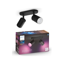Hue Fugato Çift Spot Renkli Akıllı Led Armatür, Siyah, 2x4.2w Açık Gri