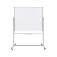 Ayaklı Mobil Çift Taraflı Tekerlekli 360 Dönerli Laminant Yazı Tahtası 120x140 Cm - Beyaz