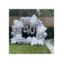 Krom Gümüş Pastel Beyaz Balon Zinciri 100 Adet A