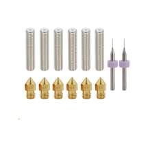3d Yazıcı M6 30mm Nozzle Boğazı 6 Adet + Mk8 Pirinç Nozzle 6 Adet + 2 Adet Matkap Ucu Temizleme Seti