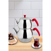 Bondila Aile Boy Küre Çaydanlık Seti 1,2 Litre + 2 Litre (Kendinden Süzgeçli)