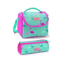 Su Yeşili Pembe Flamingo Çok Renkli
