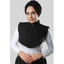 Hürrem Bone Siyah Gömlek Yakalı Boyunluk Terikoton Düz 1015 01 Siyah