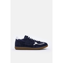 Team Lacivert Süet Hakiki Deri Kadın Sneaker Lacivert