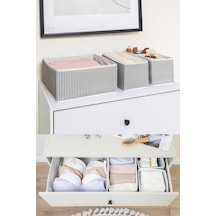 4 Lü Çekmece Düzenleyici Organizer Dekoratif Sepet Hurç 4 Lü Çekmece Çizgili