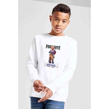 Tshirthane Beef Boss Fortnite Baskılı Unisex Çocuk Beyaz Sweatshirt Beyaz