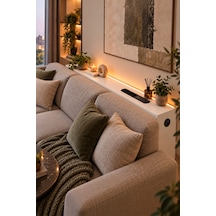 1. Sınıf Beyaz Mdf Auratech Led Li Koltuk Arkası Dresuar Prizli Şarjlı Raf Konsol 180x80x12