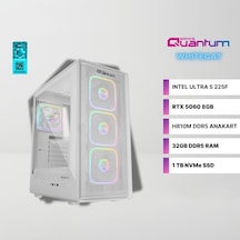 Quantum Gaming Whitecat ME2001 Ultra 5-225F 32 GB 1 TB SSD RTX5060 Dos Masaüstü Oyuncu Bilgisayarı