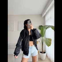 Siyah Bomber Mont - Siyah - Siyah