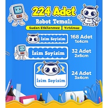 Robot Temalı Okul Kreş Kişiye Özel İsim Etiket Seti - Model 439 Çok Renkli