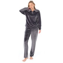 Kadın Modal Kadife Fermuarlı Yakalı Pijama Takımı 001