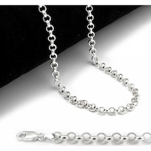 925 Ayar Gümüş Yuvarlak Model Unisex Doc Zincir Kolye 4 Mm