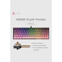 Ak680 Kahverengi Switch Hot-swap Kablolu Mekanik Oyuncu Klavye - Pembe